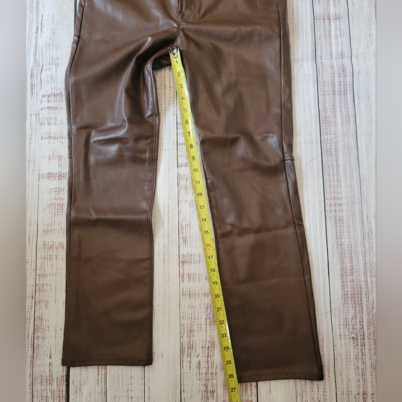 GAP High Rise Faux Vegan Leather Vintage Slim Pants Espresso Brown NEW - Picture 7 of 8